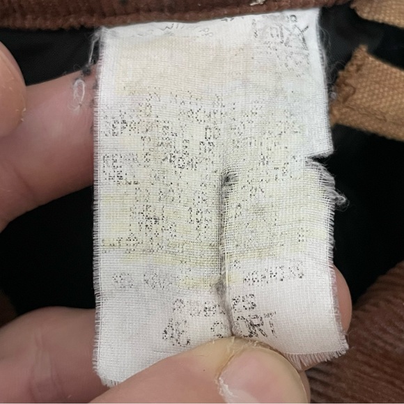 Vintage 80s Carhartt Tan Slightly Distressed Coverals W/Corduroy Collar 46 Short - Picture 16 of 16